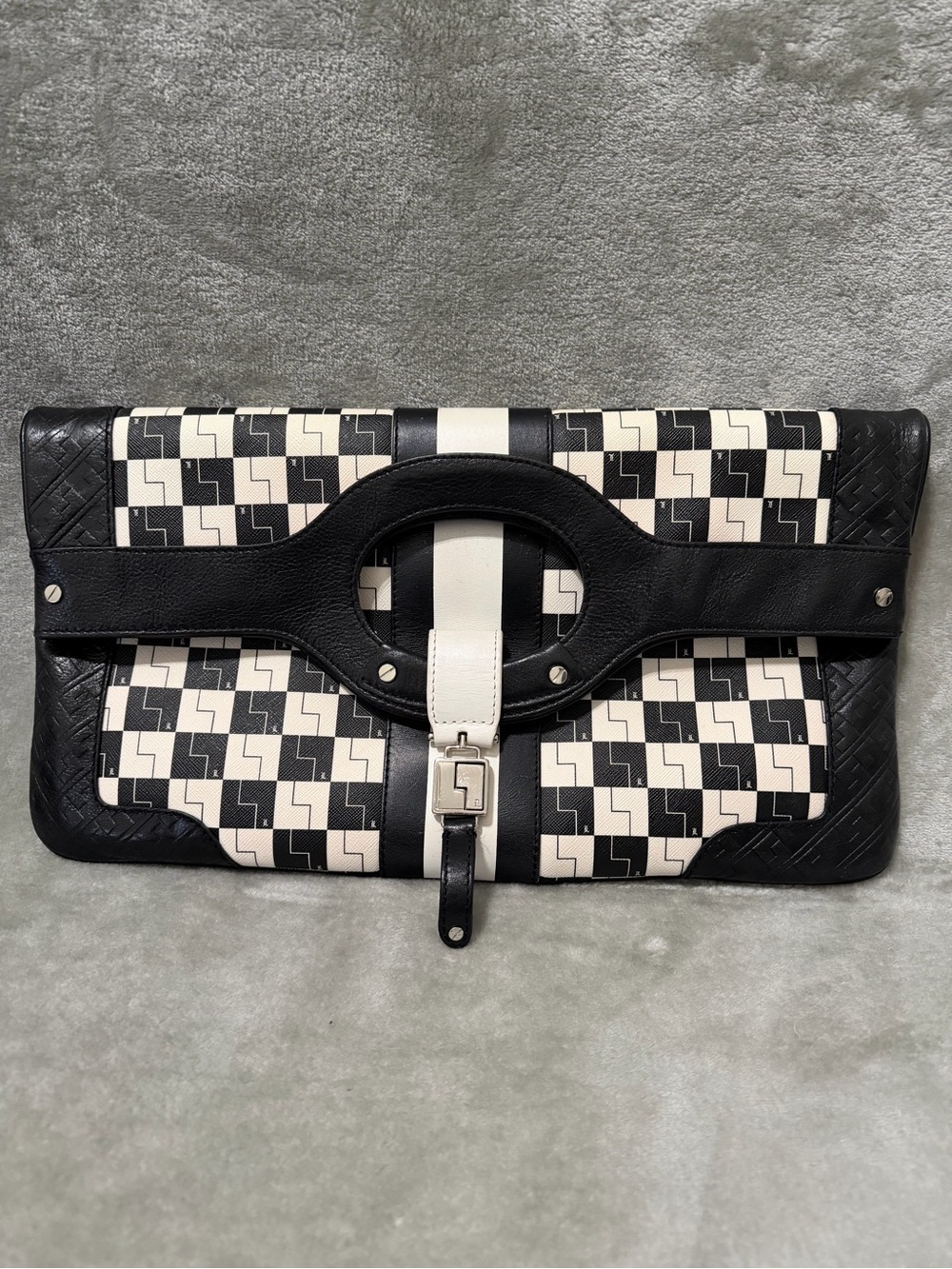 Vintage L.A.M.B. Gwen Stefani Carlisle Checkerboard Foldover Clutch Bag